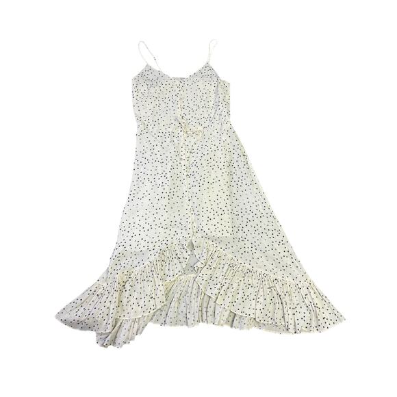 Rails Frida Speckled Dot High-Low Midi Slip Dress, Womens M, White/Black Ruffles - Picture 3 of 16